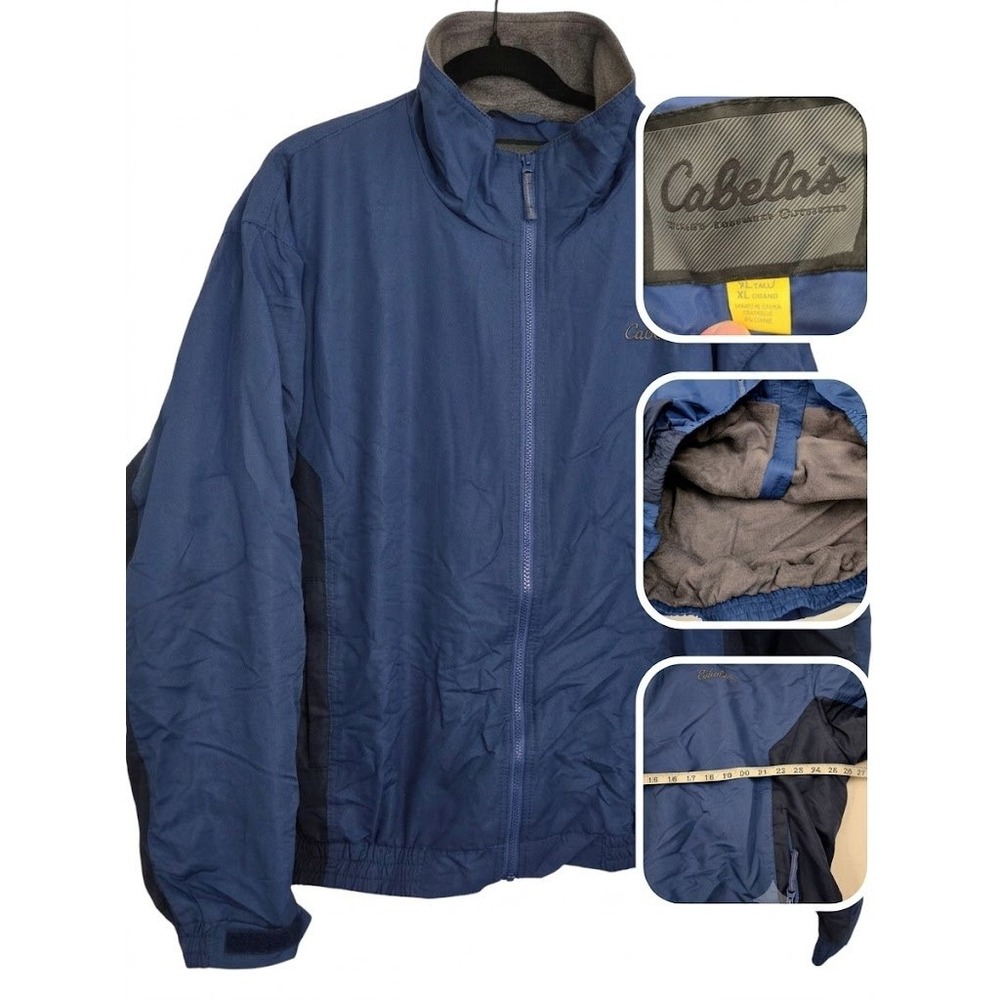 Cabela's XL TALL Fleece Lined Jacket Men Blue Colorblock Windbreaker Shell Gorp